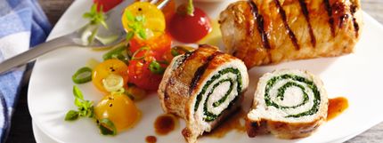 Angerichtes Gericht für das Rezept Kalbsroulade gegrillt